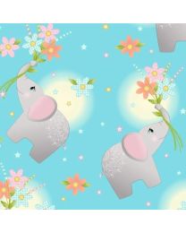 Wee Ones Blue Elephants from Oasis Fabrics 