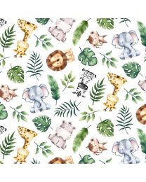 Wee Safari Tossed Animals by Deborah Edwards for Northcott Fabrics 
