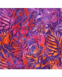 Welcome to Paradise Toucans Purple  Batik from Robert Kaufman