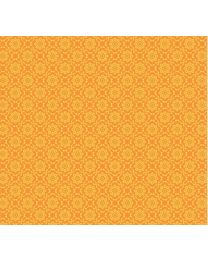 Whimsy Orange Floral Motif on Yellow from PB Textiles