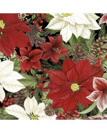 Tartan Holiday Black Packed Florals by Danielle Leone for Wilmington Prints