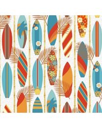 Surf's Up Surf Boards Multi by Barb Tourtillotte for Henry Glass Fabrics 