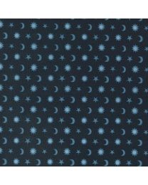 Starry Sky Midnight Sun, Moon, and Stars by April Rosenthal for Moda Fabrics 